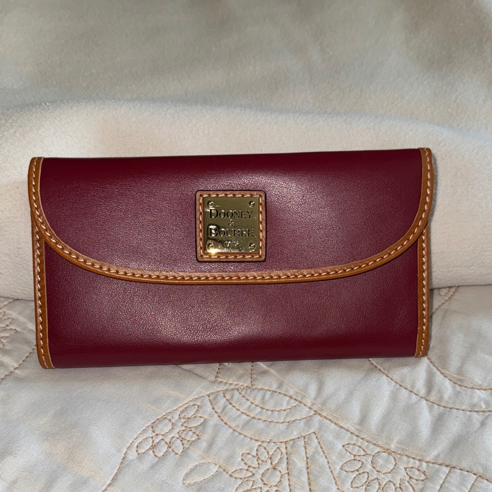 Dooney & Bourke Maroon Wallet with Tan Trim